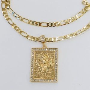 Malverde Pendant With Chain Gold Plated 